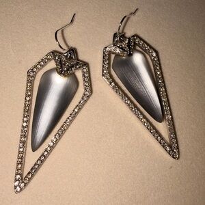 Alexis Bittar Silver and Crystal Geometric Arrow Earrings